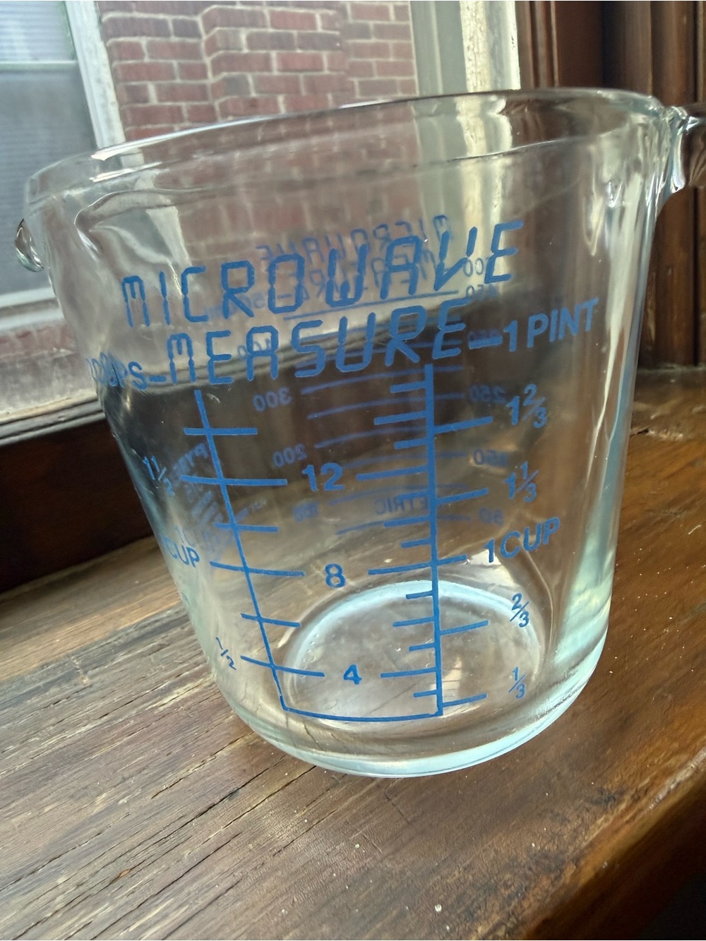 Pyrex Clear Glass Measuring Cup with Blue Markings